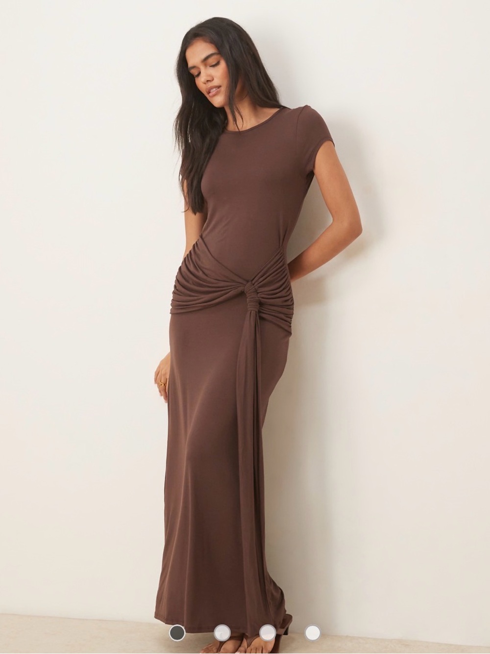 ASOS Design Cap Sleeve Knot Waist Maxi Dress